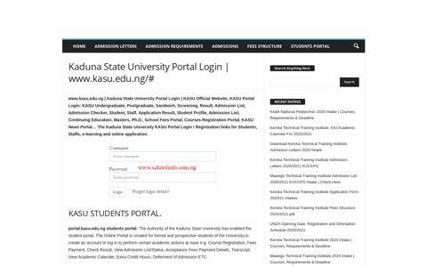 kasu students portal login - Eduloaded.com