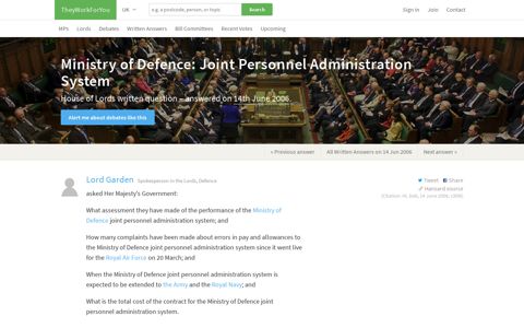 Ministry of Defence: Joint Personnel Administration System ...