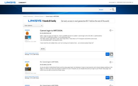 Cannot login to WRT350N. - Linksys Community