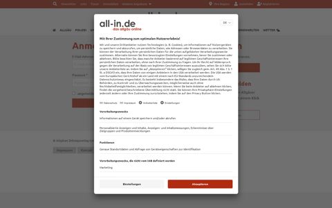Login - all-in.de - das Allgäu online!