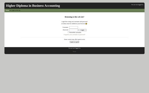 Higher Diploma in Business Accounting: Login to the site