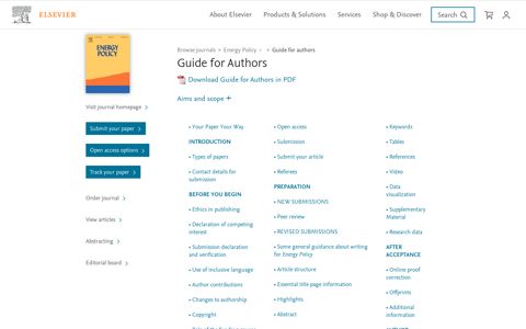 Guide for authors - Energy Policy - ISSN 0301-4215 - Elsevier