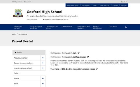 Parent Portal - Gosford High School