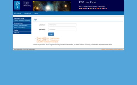 Login - ESO User Portal - CAS – Central Authentication Service