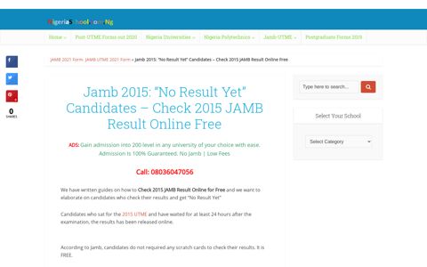 Jamb 2015: "No Result Yet" Candidates - Check 2015 JAMB ...