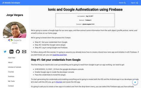 Ionic and Google Authnetication using Firebase - Jorge Vergara