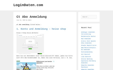 Ct Abo - Konto Und Anmeldung - Heise Shop - LoginDaten.com