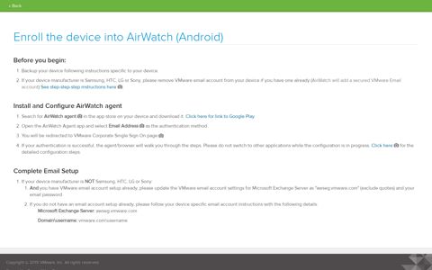 Enroll the device into AirWatch (Android) - VMware