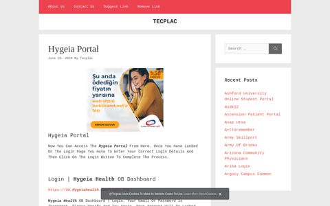 Hygeia Portal | TECPLAC - login portals | tecplac