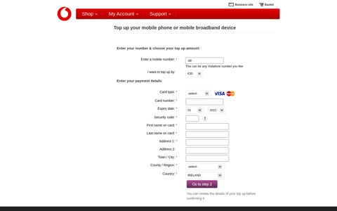 Vodafone IE - Quick Top Up - Home on Vodafone IE