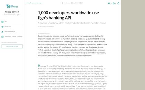 1,000 developers worldwide use figo's banking API - finleap ...