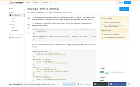Two login forms in laravel 5 - Stack Overflow