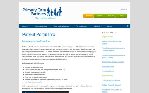 Patient Portal Info - Primary Care Partners