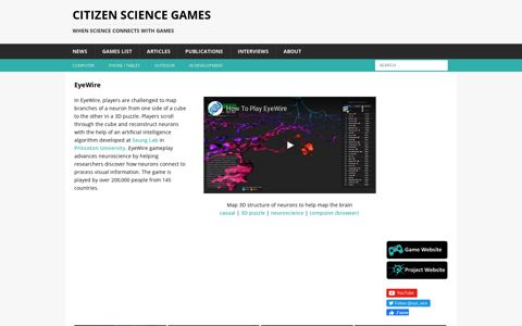 Play EyeWire and reconstruct 3D models of neurons