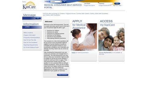 my KanCare - Self Service Portal Home Page
