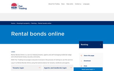 Rental bonds online | NSW Fair Trading