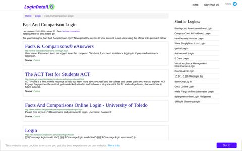 Fact And Comparison Login Facts & Comparisons® eAnswers ...