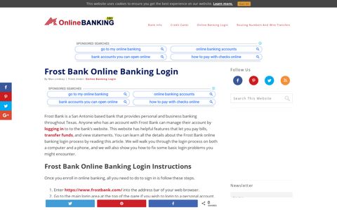 Frost Bank Online Banking Login | OnlineBanking101.com