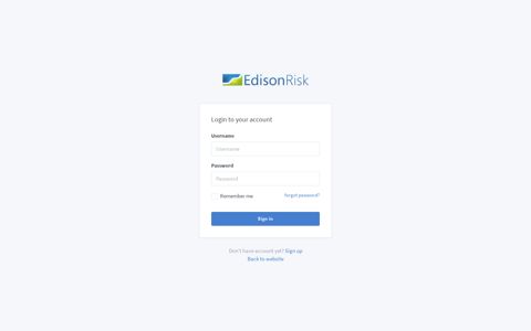 Login | EdisonRisk - Agent Portal