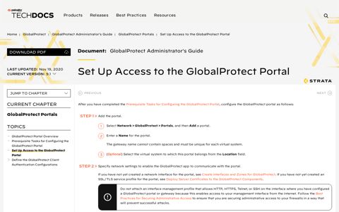 Set Up Access to the GlobalProtect Portal - Palo Alto Networks