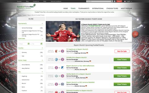 Buy Bayern Munich Tickets 2020/21 | Football Ticket Net