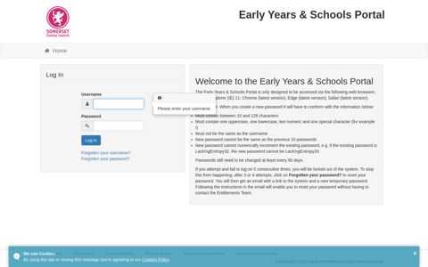 Early Years & Schools Portal - Log In