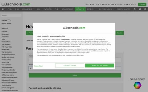 How To Create a Password Validation Form - W3Schools