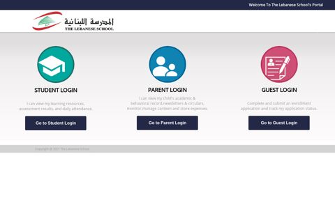 The Lebanese School Login Page
