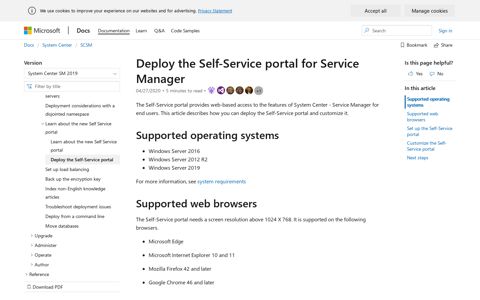 Deploy the Service Manager Self-Service portal | Microsoft Docs