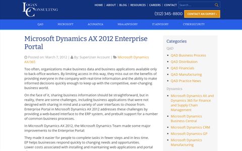 Microsoft Dynamics AX 2012 Enterprise Portal - Logan ...