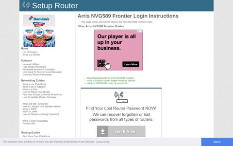 Login to Arris NVG589 Frontier Router - SetupRouter