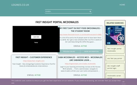 fast insight portal mcdonalds - General Information about Login