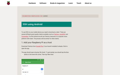 SSH using Android - Raspberry Pi Documentation