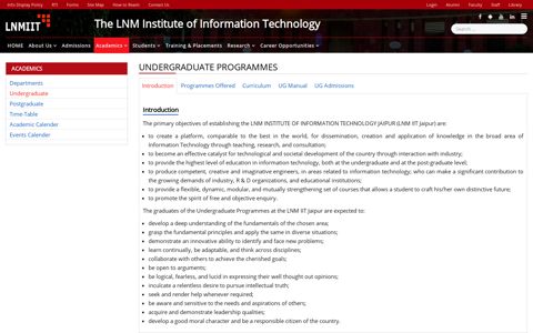 Undergraduate - Welcome to LNMIIT, Jaipur