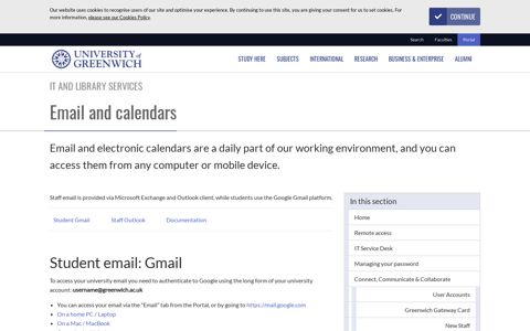 Staff Email (Outlook) - University of Greenwich
