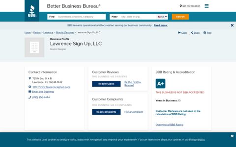 Lawrence Sign Up, LLC | Better Business Bureau® Profile