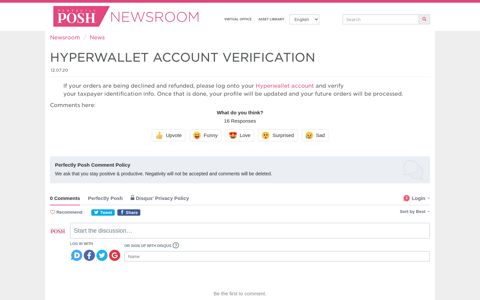Hyperwallet Account Verification | PerfectlyPosh Newsroom