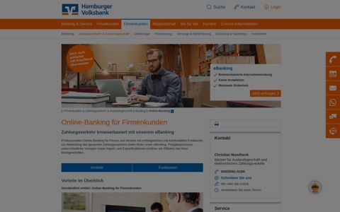 Online-Banking Firmenkunden - Hamburger Volksbank eG