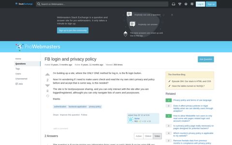 FB login and privacy policy - Webmasters Stack Exchange