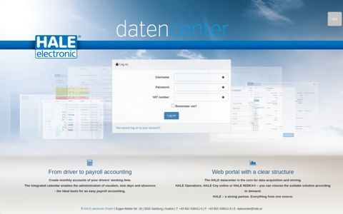Log on - HALE Datencenter - HALE Electronic GmbH
