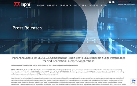 Inphi Announces First JEDEC .95 Compliant DDR4 Register ...