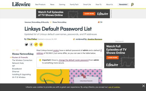 Linksys Default Password List (Updated December 2020)