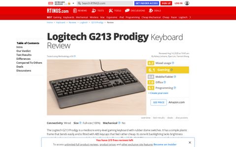 Logitech G213 Prodigy Review - RTINGS.com