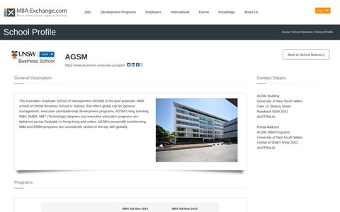 AGSM - UNSW - MBA-Exchange.com - Business Schools ...