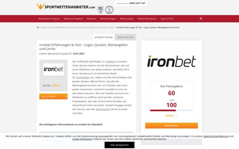Ironbet Erfahrungen & Test - Login, Quoten, Wettangebot und ...