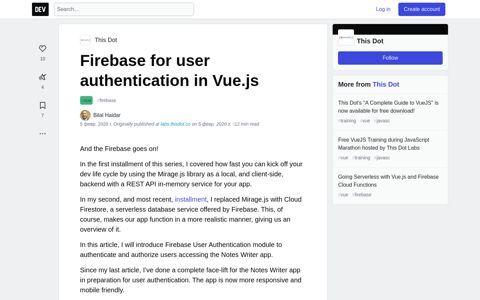 Firebase for user authentication in Vue.js - DEV