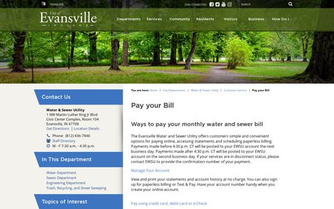 Pay your Bill / City of Evansville - Vanderburgh County