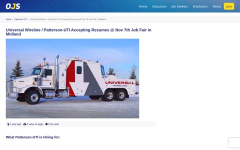 Universal Wireline / Patterson-UTI Accepting Resumes @ Nov ...