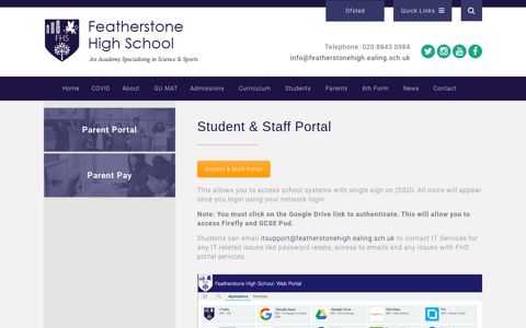 Student & Staff Portal – Featherstone High School, 11 ...