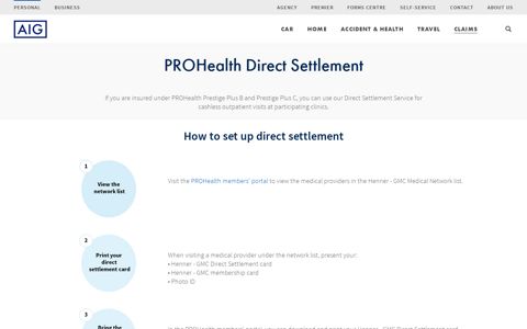 Direct Settlement – PROHealth - AIG Singapore